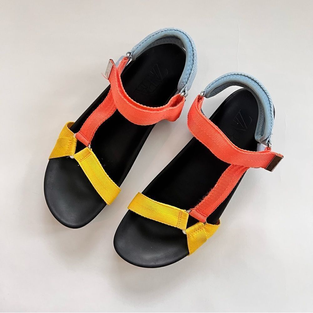 Zara Multicolored Flat Slide Sandals // size EU 41 (US 10)